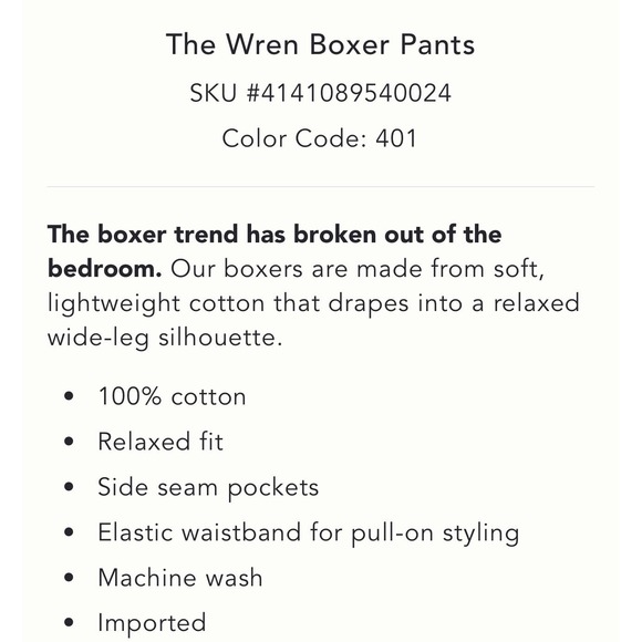 Anthropologie Wren Boxer Pajama Pants Size Medium Sleep Blue Print‎ Stag Deer - Picture 6 of 7